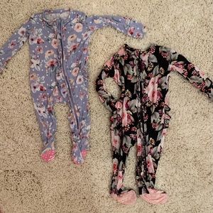 Posh Peanut baby girl zipper onesies with ruffle